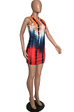 Fashion Summer Sleeveless Tie Dye Printing Dress WXY8853