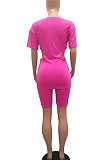 Fashion Casual Temperament Hollow Out Zipper Pure Color Shorts Sets MR2094