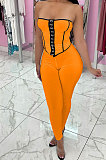 Color Matching Top Vest Backless Pure Color Pants Sets MR2098