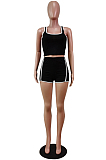 Casual Pure Color Spliced Sports Vest Shorts Two-Piece WY6781