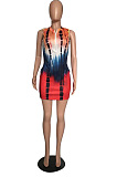 Fashion Summer Sleeveless Tie Dye Printing Dress WXY8853
