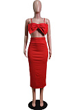 Fashion Sexy Sling Chest Warp High Waist Skirt Open Fork Sets WY6770