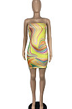 Digital Printing Bandeau Bra Package Buttocks Mini Dress CY1337
