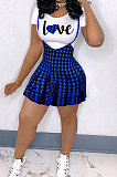 Women Condole Belt Pleated Skirts Sets BLE2287