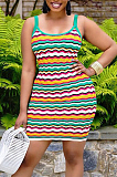 Fashion Casual Stripe Printing Vest Mini Dress LSZ91160