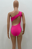 Pure Color One-Oiece Mesh Bikini One-Shoulder Backless Sexy Swimsuit AMW8319