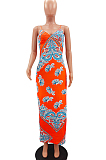 Fashion Positioning Printing Sling Adjust Long Dress NYZ6023