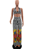 Fashion Positioning Printing Hang A Neck Chest Warp Flared Long Pant Two-Piece NYZ6021