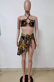 Women Leopard Fashion Bikini Swimsuit Cloak Three Pieces Swimsuits LD9168