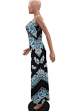 Fashion Positioning Printing Sling Adjust Long Dress NYZ6023