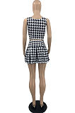 Fashion Casual V Neck Zipper Sleeveless Vest Pleated Skirt Two-Piece PQ8044