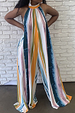 Fashion Hang A Neck Bind Backless Tie Dye Loose Jumpsuits CYY00012