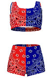 Trendy Sport Vest Contrast Color Printing Shorts Sleeveless Two-Pieces GL6376