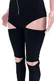 Pure Color Fashion Sport Hollow Out Zipper Vest Long Pants Sets GL6387