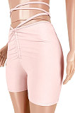 Sexy Pure Color Shirred Detail Ruffle Bandage Casual Shorts GL6377