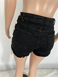 Criss-Cross Details Denim Casual Jeans Shorts XQ1117