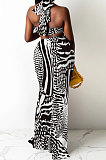 Leopard Printing Chest Wrap Backless Fishtail Skirt Sets QQM4289