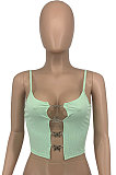 Women Fashion Casual Screw Thread Pure Color Condole Belt Vest Crop Tops GLS8145