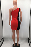 Color Matching Double Zipper Night Club Dress HH8977