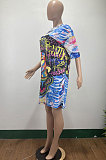 Women Casual Printing Mini Dress AMM8355