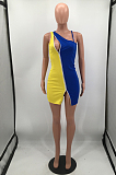 Color Matching Double Zipper Night Club Dress HH8977