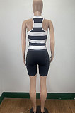 Sleeveless Stripe Printing Casual Shorts Sets AMM8356