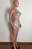 WHOLESALE| Sexy Bikini Tassel Bandage Women Summer Denim Sets LA3282