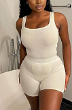 Casual Sexy Pure Color U-Neck Vest Shorts Sets HT6065