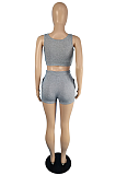 Summer Casual Pure Color Vest Sport Shorts Sets TC082