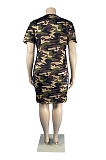 Plus Size Casual Loose Camouflage  Round Neck Dress TC084