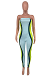Casual Chest Wrap Bcakless Stitching Color Jumpsuits AMX6032