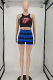 Fashion Stripe Waist Line Shorts Sets SMY8101