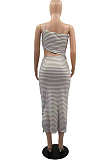 Fashion  Casual Stripe Printing Sexy Dress YMM9065
