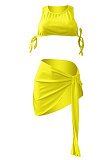 Pure Color Rib Bandage Skirts Sets NK251