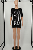 Fashion Tight Hole Letter Printing Dress YM181 