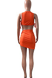 Pure Color Rib Bandage Skirts Sets NK251