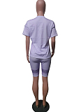 Fshion Casual Print Short Sleeve Shorts Sets T210