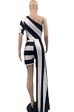 Fashion Irregularity Long Dress Shorts Inclined Shoulder Culottes Jumpsuit QSS51016