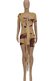 Temperament Net Yarn Bandage Short Sleeve Mini Dress FFE151