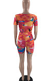 Sexy Fashion Women Tie Dye Drawsting Shorts Sets HYM86802