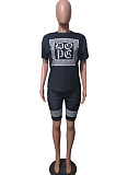 Fshion Casual Print Short Sleeve Shorts Sets T210