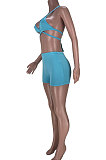 Fashion Sexy Low Bosom Condole Belt Vest Sport Shorts Sets MDF5235