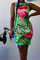 Night Club Sexy Positioning Printing Sleeveless Dress ZDD31133