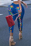 Women Eyelet Coloured Ribbon Hurnt Flower Cowboy Long Pants XQ1127
