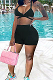 Fashion Sexy Low Bosom Condole Belt Vest Sport Shorts Sets MDF5235