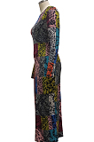Fashion Sexy Digital Printing Cultivate One's Morality Long Sleeve Dress SMR10443 