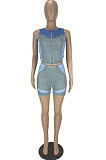 Blue Euramerican Casual Vest Shorts Sports Sets LL6325-6