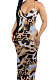 Leopard Condole Belt V Neck Sleeveless Fashion Sexy Long Dress DY6969-5