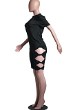 Black Fashion Casual Personality T-Shirt Shorts Two Piece SY8818-3