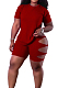 Red Fashion Casual Personality T-Shirt Shorts Two Piece SY8818-2